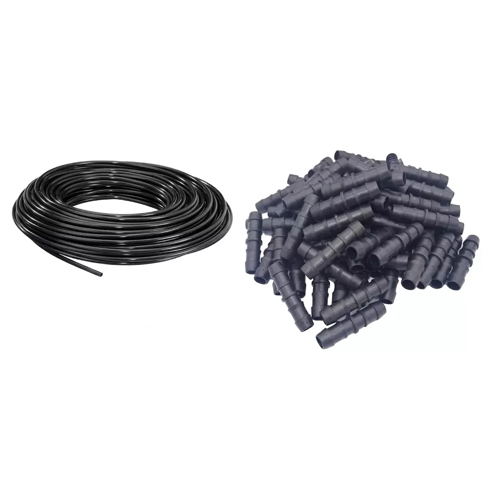 Yuvismart Drip Irrigation Pipe 16 mm Diameter and 50 m Length with Tee Elbow Endcap and Joiner