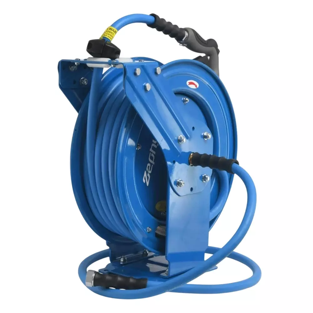 Zephyr Heavy Duty Auto-Retractable Water Hose Reels Dual Arm 1 Inch (25 mm) Hose Size 15 m Hose Length Blue for Water Applications, ZWR2515DA-XL