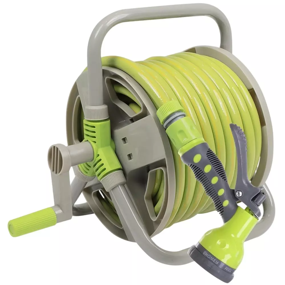 Neptune Retractable Garden Hose Reel 7 Patterns Spray Nozzle 15 m Hose
