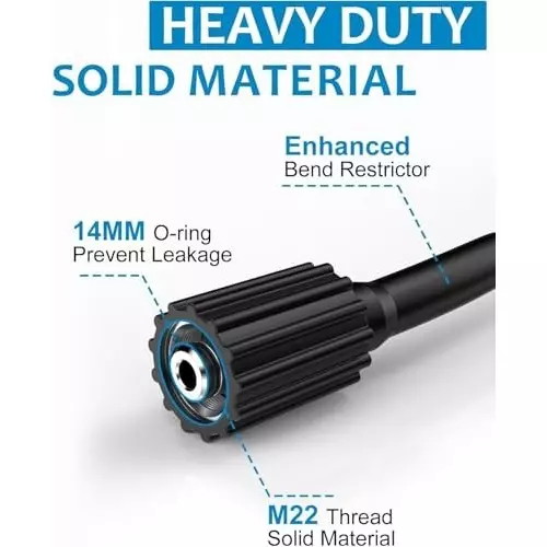 MECRAAF High Pressure Washer Rubber Hose Pipe 15 m1 with 60 BAR / 16 MPa / 2320 PSI Pressure, HOSE-15M