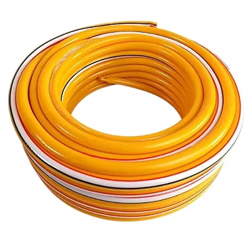 Darit Heavy Duty Reinforced Hose Pipe PVC Fiber 12.7 mm Diameter 50 m Length Yellow for Agriculture, Industrial & Commercial Use, ES-211