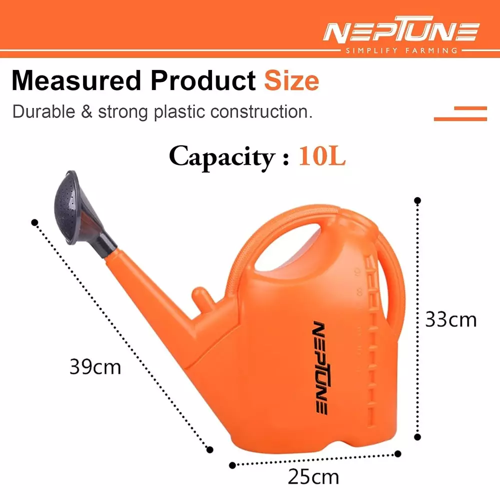 neptune-watering-can-10-l-capacity-plastic-orange-plantsgarden-indoor-outdoor-watering-shower-use