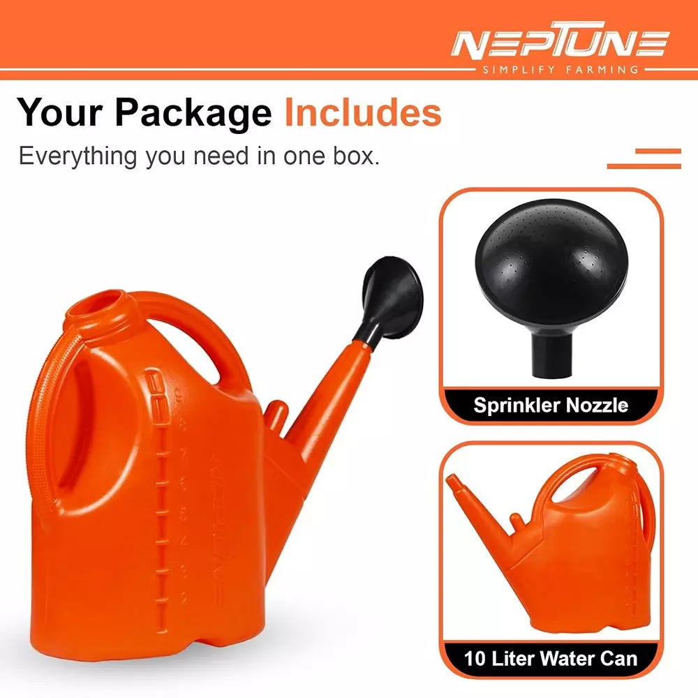 neptune-watering-can-10-l-capacity-plastic-orange-plantsgarden-indoor-outdoor-watering-shower-use
