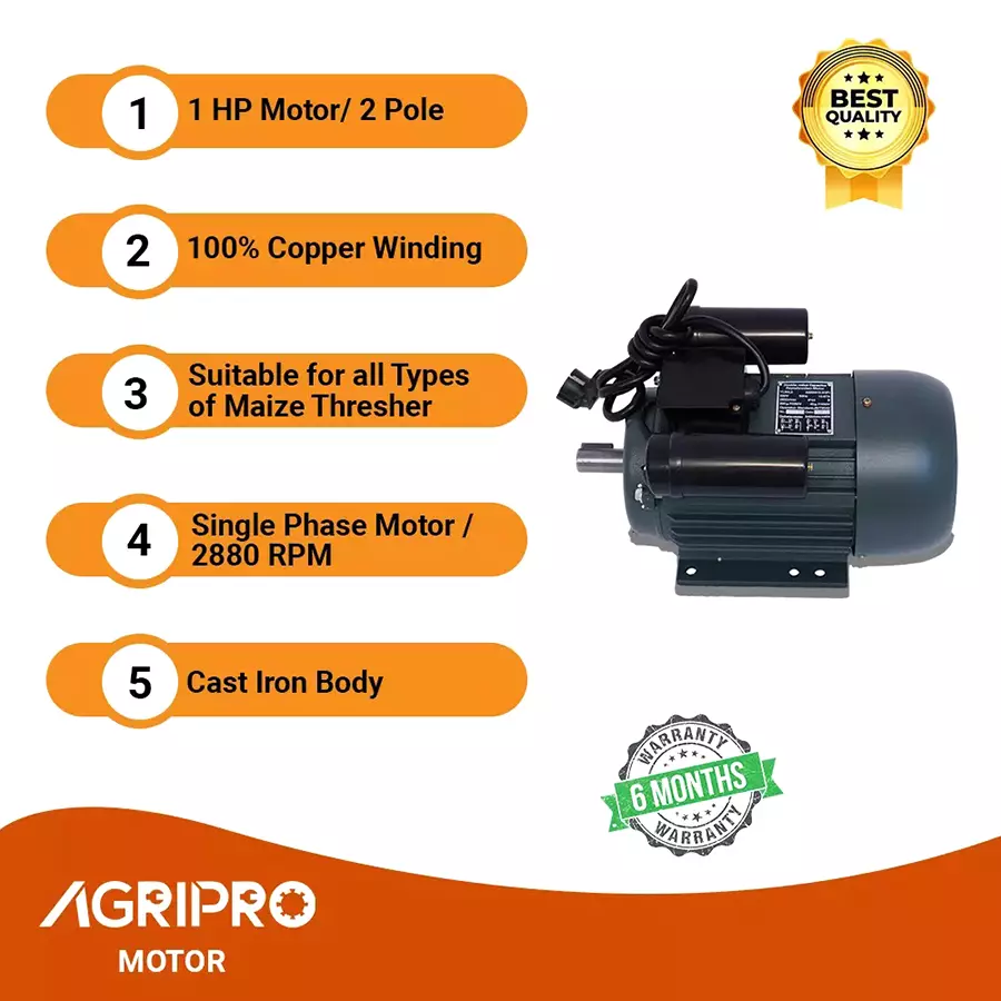 AgriPro 1 HP Motor for Maize Thresher Machine APMZ5TY