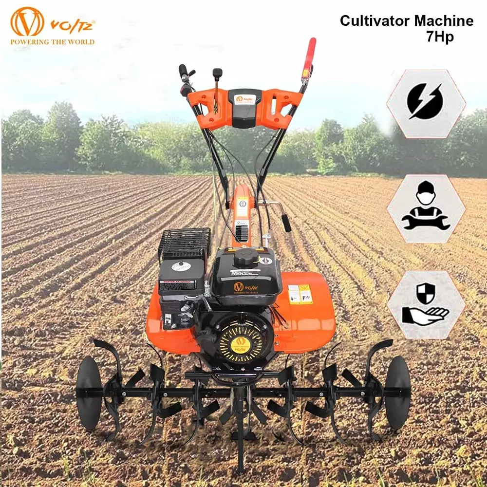 VOLTZ 4 Stroke Heavy Duty Agriculture Cultivator 7 HP Petrol Engine with High Metal 32 Blades Set, VPX-1000