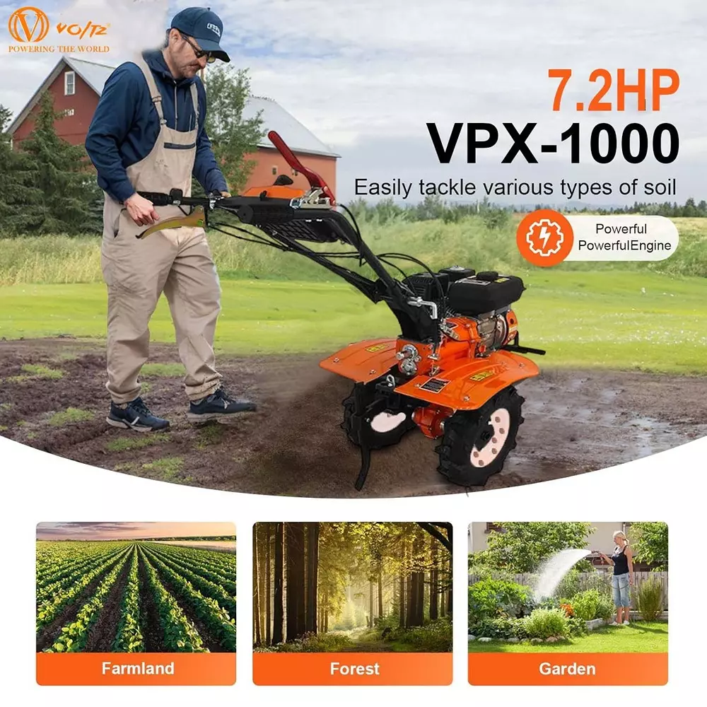 VOLTZ 4 Stroke Heavy Duty Agriculture Cultivator 7 HP Petrol Engine with High Metal 32 Blades Set, VPX-1000