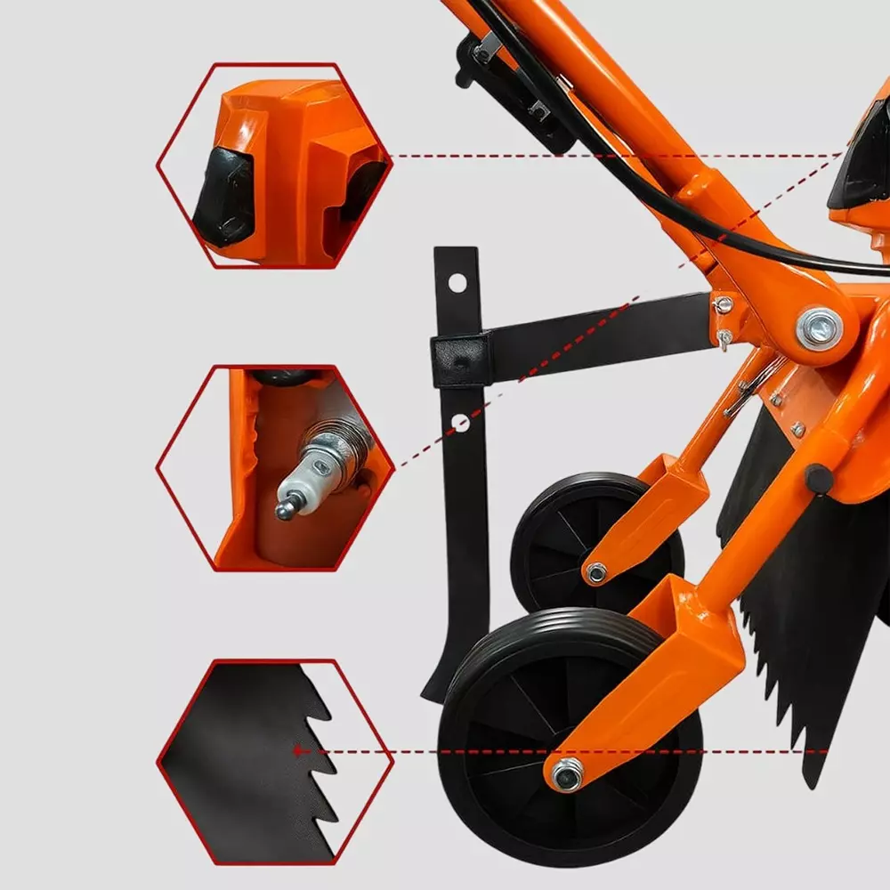 Voltz Farming Mini Tiller 4 Stroke Torque Engine 3 HP Fuel Power 2 Stroke Petrol Engine 63 cc Orange for Agricultural Use, MT-63