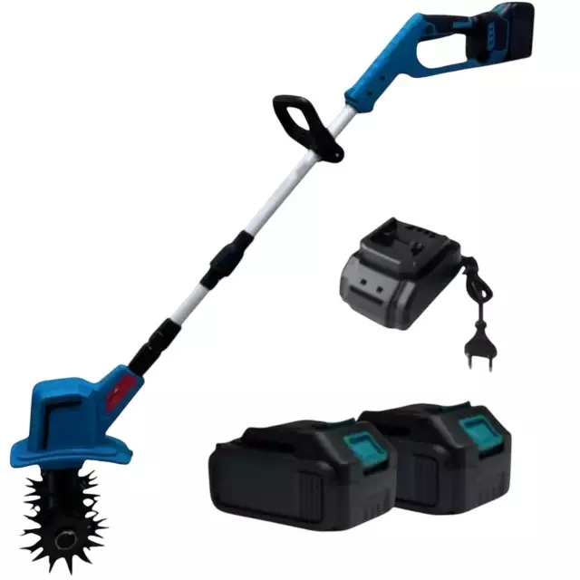XLNT Cordless Micro Tiller for Garden Bed Preparation, Weeding and Soil Cultivation, XTMMT156 (With Battery & Charger)