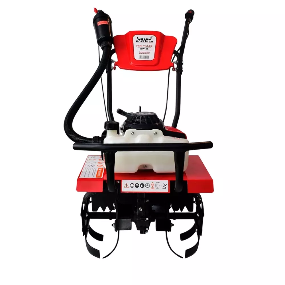 Balwaan Mini Tiller Petrol 2 Stroke 63 cc Displacement 9000 rpm Speed for Farming & Gardening, BW25