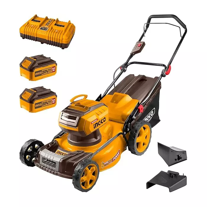 INGCO 40 V (20 V + 20 V) Cordless Lawn Mower with 60 L Bag Capacity and 460 mm Cutting Diameter, LMLI20186 (With Battery & Charger)