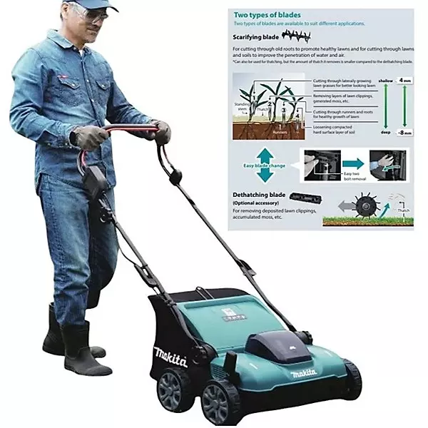Makita Cordless Lawn Mower 18 V LXT Li-Ion 320 mm Cutting Width and 0 - 3300 RPM No Load Speed, DUV320RT (With Battery & Charger)