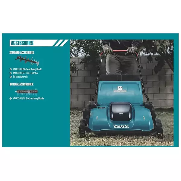Makita Cordless Lawn Mower 18 V LXT Li-Ion 320 mm Cutting Width and 0 - 3300 RPM No Load Speed, DUV320RT (With Battery & Charger)