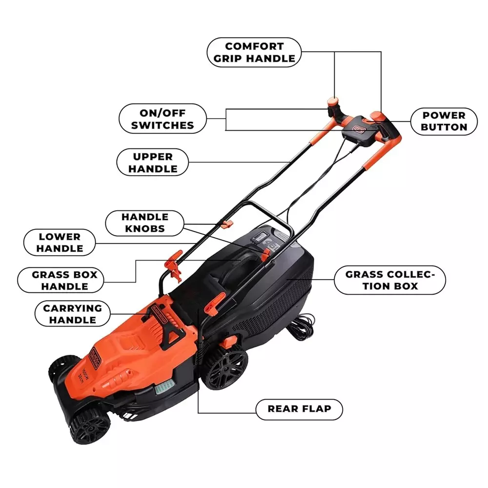blackdecker-lawn-mower-with-bike-handle-plastic-1400-w-power-13-inch-3302-mm-cutting-width-400-m-mowing-area-for-grass-cutting-bemw461bh-b1