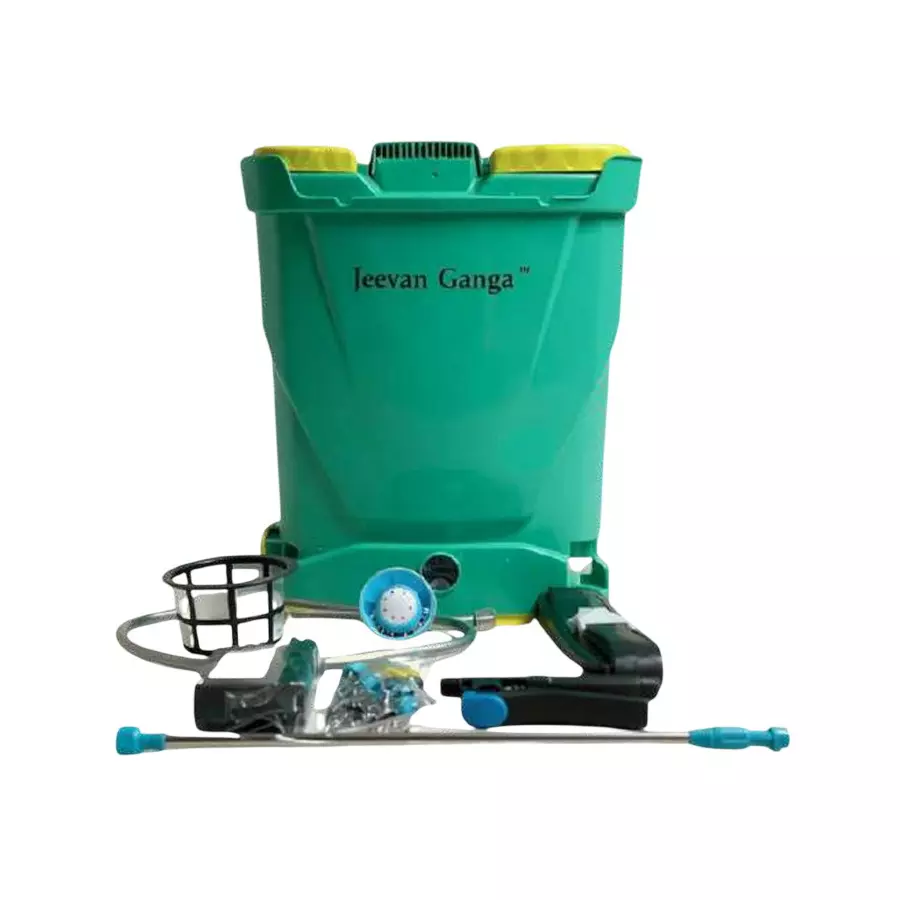 Jeevan Ganga Battery Sprayer Single Motor 16 L Tank Capacity 12 V 12 Ah with Metal Hook Belts & Heavy Duty Tank, 12*12 Premium
