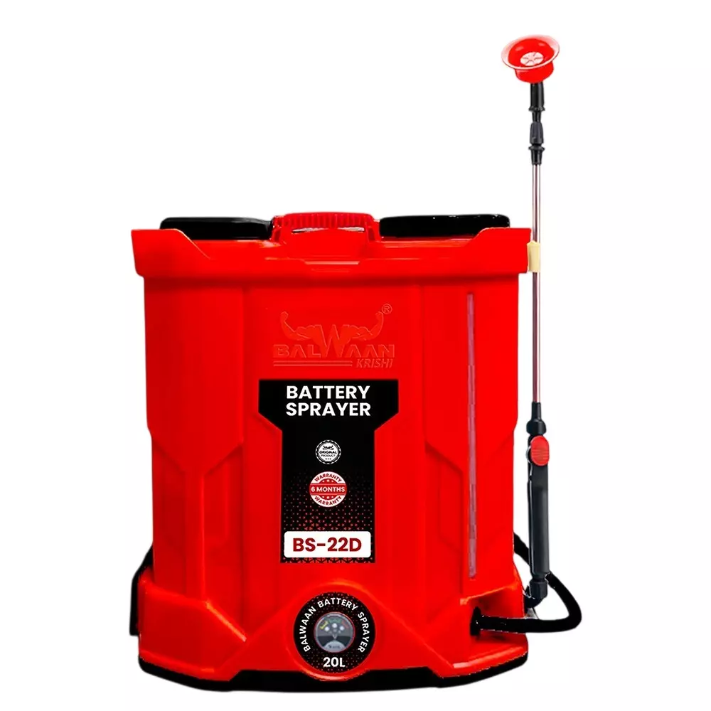 Balwaan Battery Sprayer with 12 Ah Lead Acid Battery 20 L Tank Capacity Black & Red for Farming & Gardening, BS22D