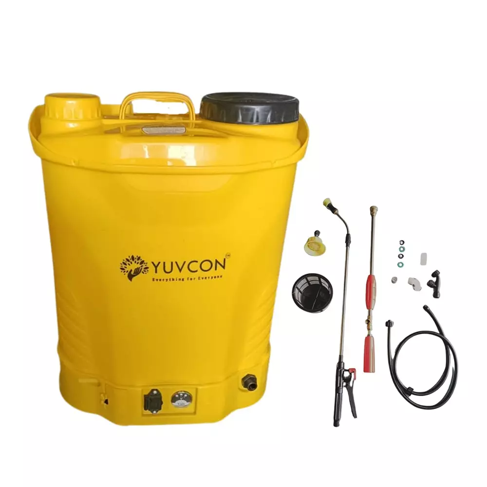 Yuvcon Double Motor Agriculture Sprayer Pump 20 L Capacity with 12 V 12 Ah Battery and Adjustable Nozzles