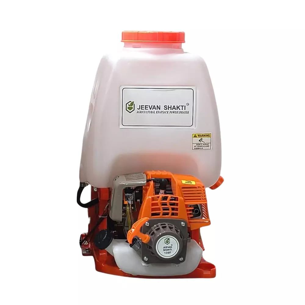 Jeevan Shakti Knapsack Power Sprayer with 20 L Tank, Petrol Powered 4 Stroke 139F Engine and 8 LPM Flow Rate, JS-139F