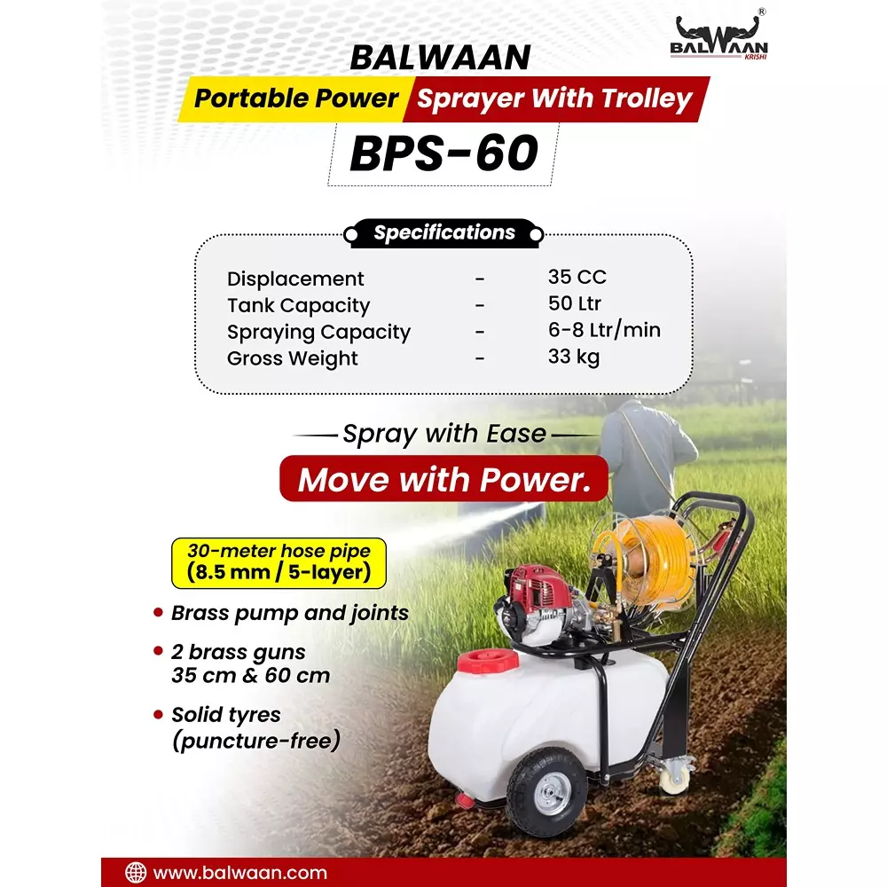 balwaan-portable-power-sprayer-35-cc-displacement-50-l-tank-capacity-with-trolley-bps-60