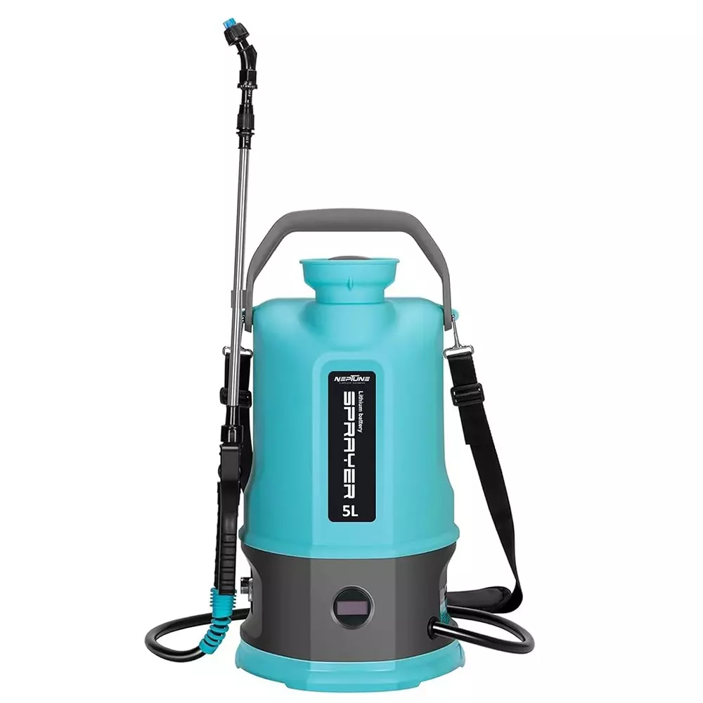 Neptune Battery Powered Garden Sprayer 5 L Tank Capacity 2 Type Nozzles with Adjustable Shoulder Strap