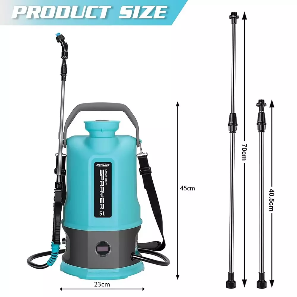 neptune-battery-powered-garden-sprayer-5-l-tank-capacity-2-type-nozzles-with-adjustable-shoulder-strap
