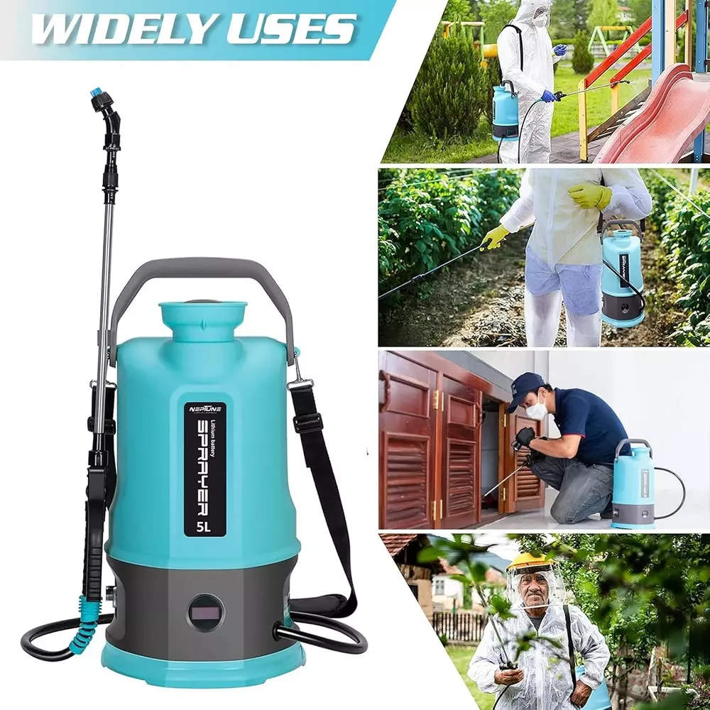 neptune-battery-powered-garden-sprayer-5-l-tank-capacity-2-type-nozzles-with-adjustable-shoulder-strap