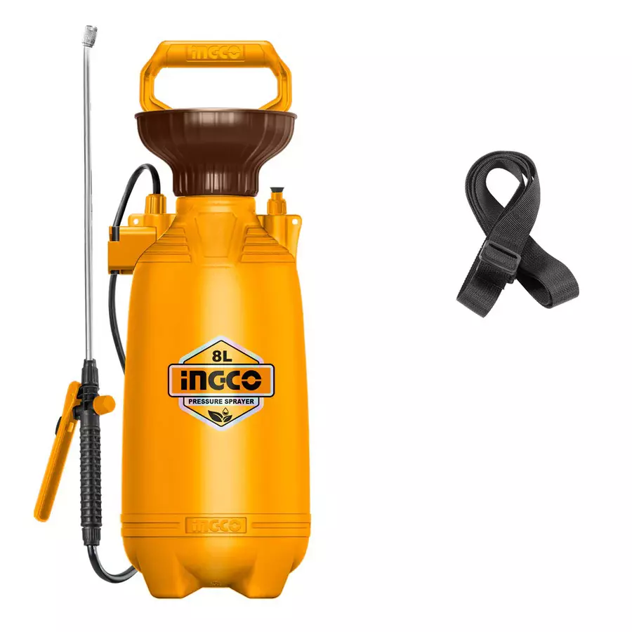 Ingco Pressure Sprayer, 8 L Tank Capacity and 2.5 Bar Pressure with 1 Pc Handy Carry Strap, HSPP30802