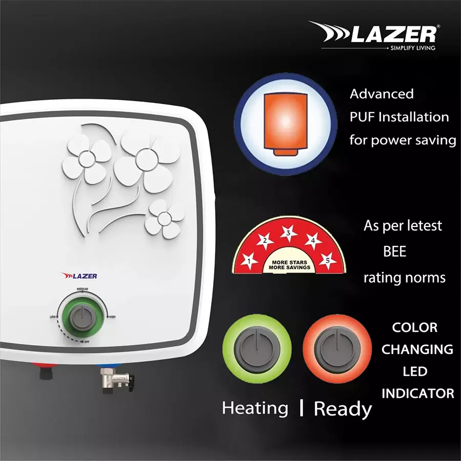 Buy Lazer Cube 15 L White Storage Water Geyser Online in India at Best  Prices