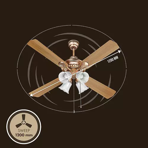 Havells Florence U/L ES Black Antique Brass 1200 mm Ceiling Fan, FHCUF1SBAB48