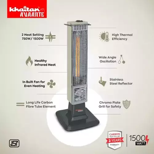 Buy Khaitan 1500 W Grey Carbon Heat Piller KA-2003 Online in India at Best  Prices