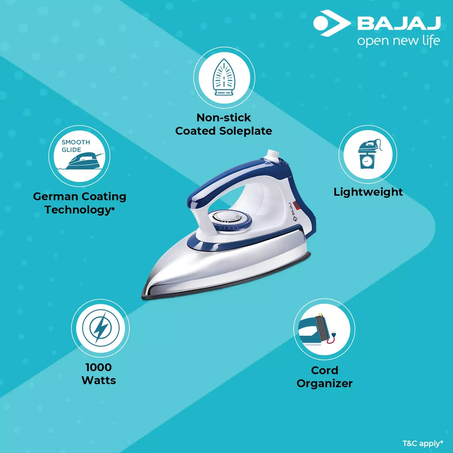 Bajaj Majesty DX-11 1000 W Blue, White Dry Iron