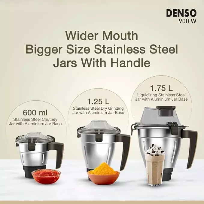 Havells Denso MG Denso 900 W 3 Jar Juicer Mixer Grinder Dark Brown, GHFMGEDK090