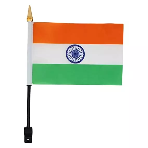 AllExtreme EXPF001 Indian Tricolor Handgrip Safety Flag with Mounting Bracket Ideal for Bikes (Pack of 10 Pcs)