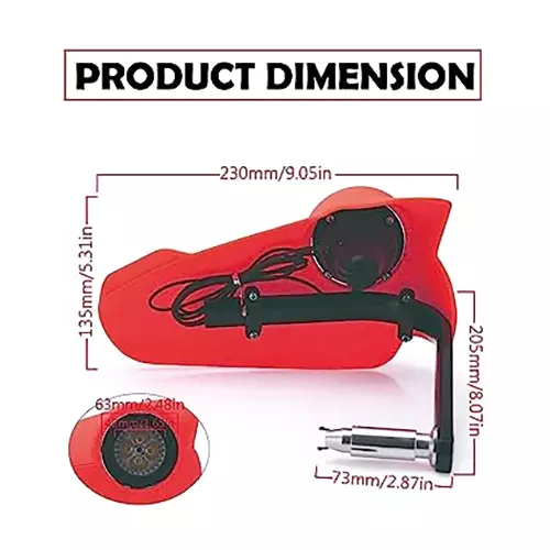 AllExtreme EXVHGB1  22.2 mm (7/8 inch) Red Bike Handlebar Protector Wind Hand Guard with 8 W Vision Lamb