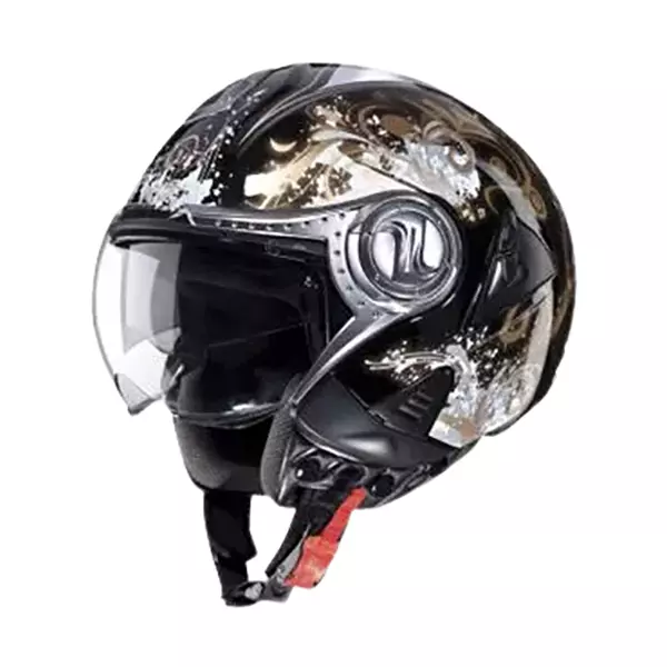 Studds N12 Black Large (580 mm) Open Face Helmet, Downtown D1 Decor