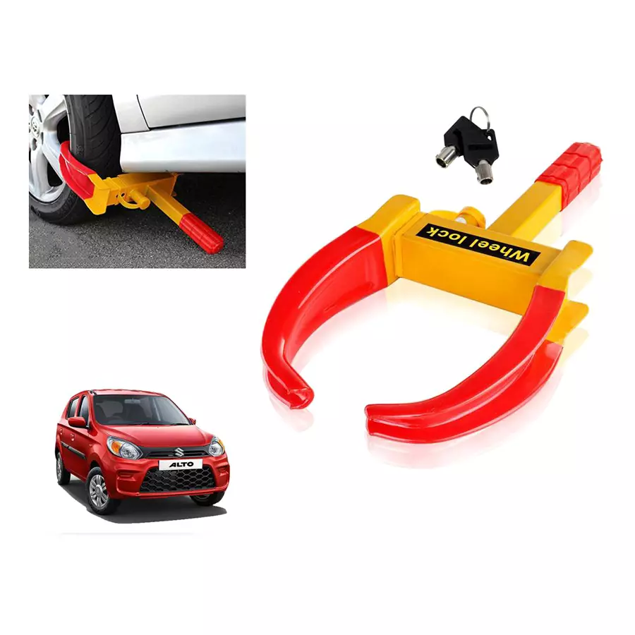 Auto Pearl Claw Type Anti Theft Adjustable Wheel Clamp Lock for Maruti Suzuki Alto K10