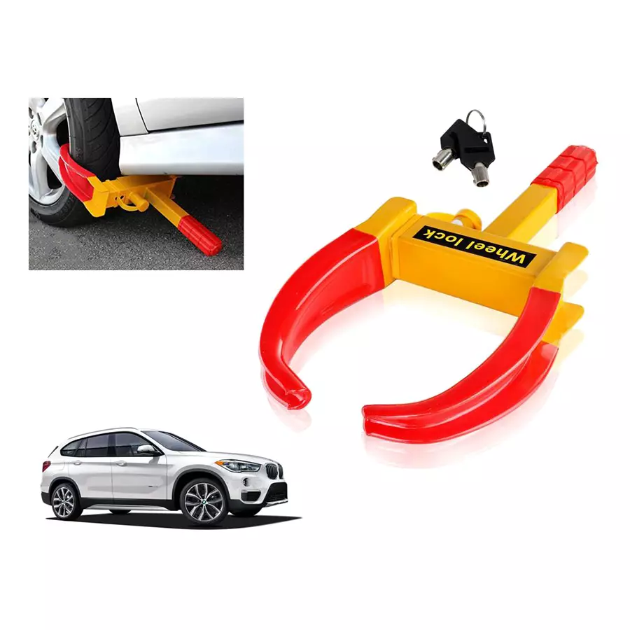 Auto Pearl Claw Type Adjustable Anti Theft Yellow, Red Wheel Clamp Lock for BMW X1