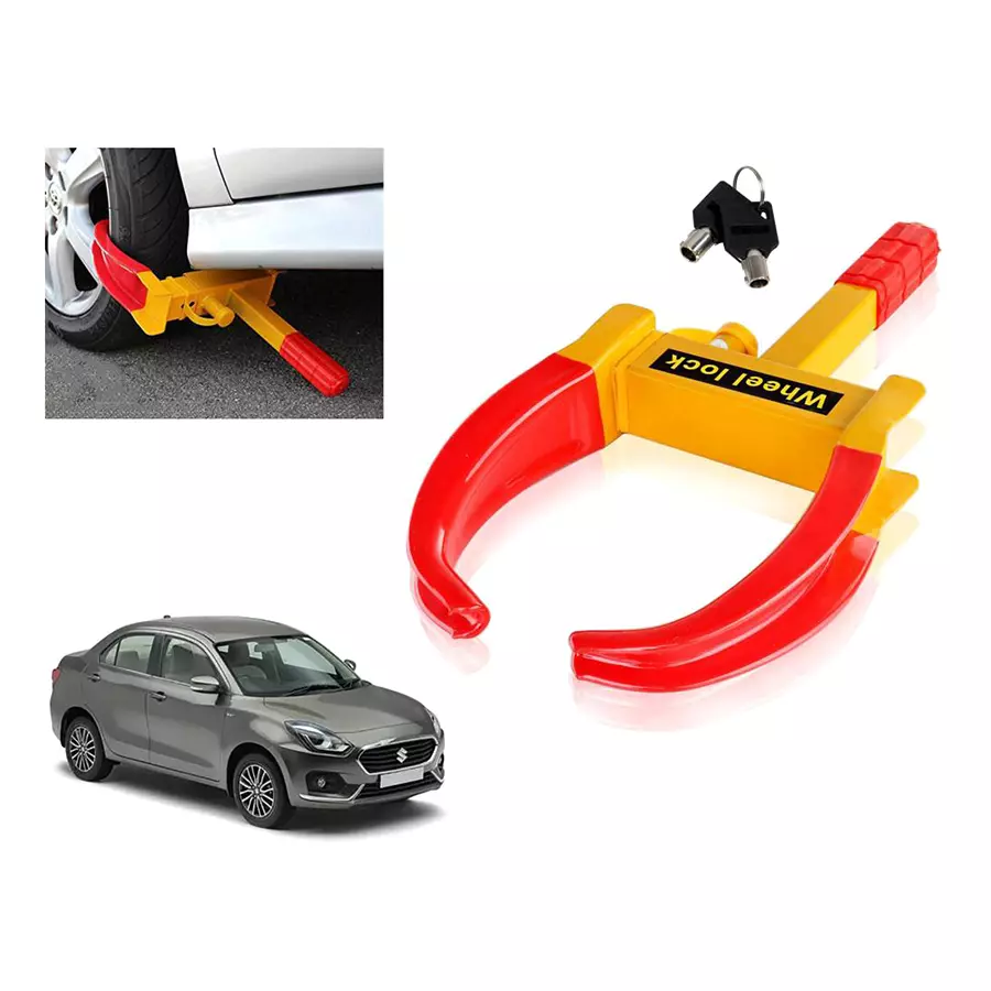 Buy Auto Pearl Claw Type Anti Theft Yellow, Red Wheel Clamp Lock for Maruti Suzuki Swift Dzire from Industrybuying.com