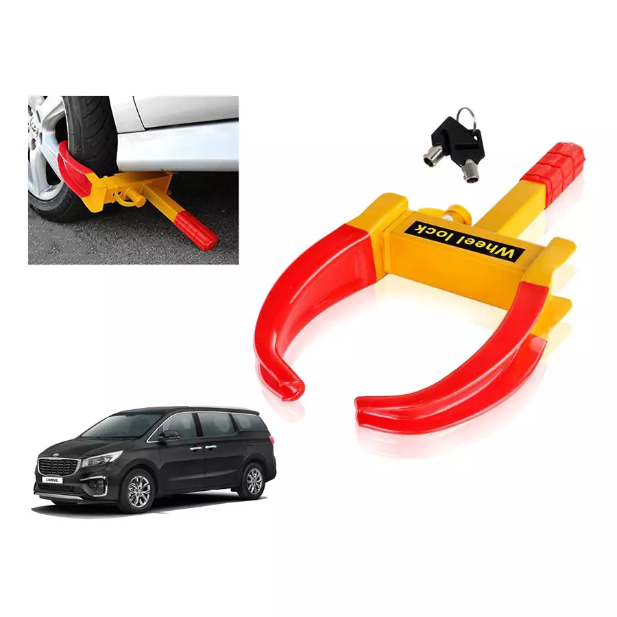Auto Pearl Security Adjustable Anti Theft Yellow, Red Wheel Clamp Lock for Kia Carnival Limousine