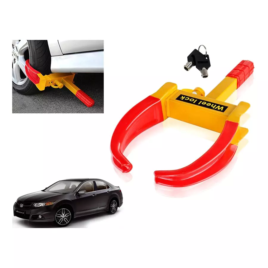 Buy Auto Pearl Claw Type Adjustable Anti Theft Yellow, Red Wheel Clamp Lock for Maruti Suzuki Alto 800 from Industrybuying.com