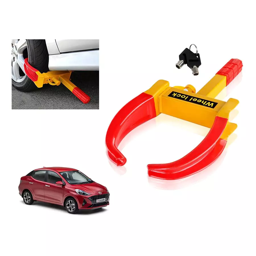 Buy Auto Pearl Claw Type Anti Theft Yellow, Red Wheel Clamp Lock for Hyundai Aura S AMT Petrol from Industrybuying.com