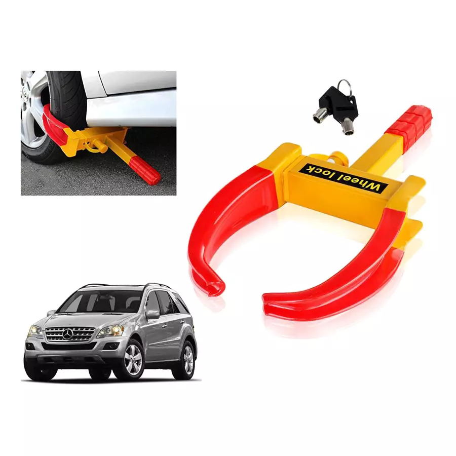 Auto Pearl Claw Type Adjustable Anti Theft Yellow, Red Wheel Clamp Lock for Mercedes-Benz ML350