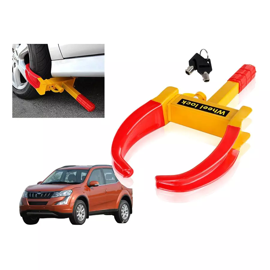 Buy Auto Pearl Claw Type Adjustable Anti Theft Yellow, Red Wheel Clamp Lock for Mahindra XUV 500 from Industrybuying.com