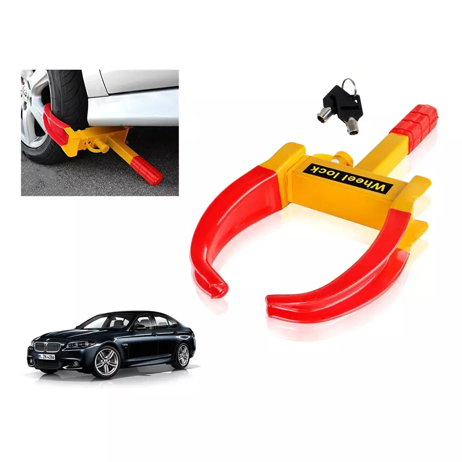 Buy Auto Pearl Claw Type Adjustable Anti Theft Yellow, Red Wheel Clamp Lock for BMW 325i from Industrybuying.com