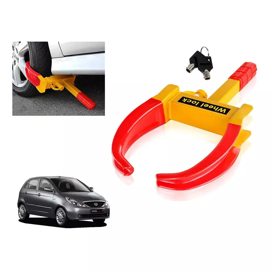 Buy Auto Pearl Claw Type Adjustable Anti Theft Yellow, Red Wheel Clamp Lock for Tata Indica DLX from Industrybuying.com