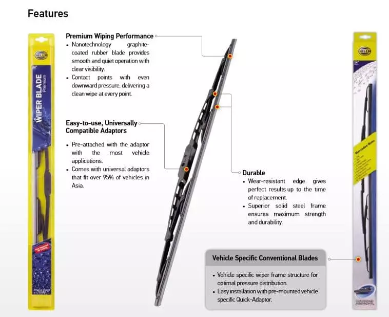 Hella Premium Black Wiper Blades For Fiat Sienna WB-BK-019