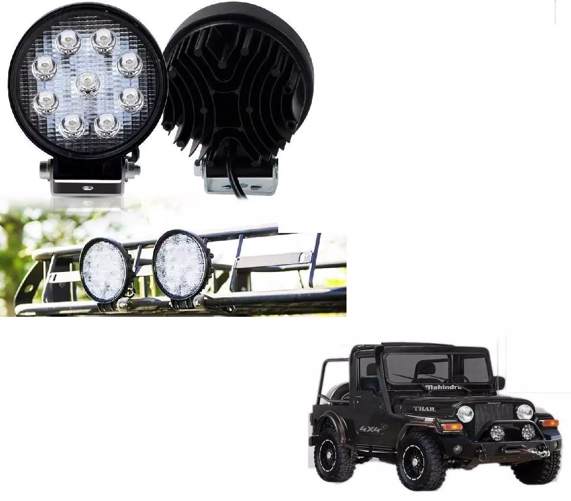 Cartronics Waterproof 9 LED Round Fog Light with Mounting Brackets for Mahindra Thar