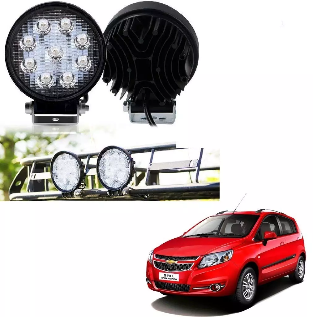 Buy Cartronics Waterproof 9 LED Round Fog Light with Mounting Brackets for Chevrolet Sail Hatchback from Industrybuying.com