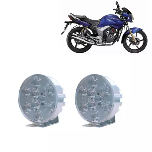 Cartronics 9 LED Small Round Auxiliary Bike Fog Lamp Light Assembly White for Hero Hunk