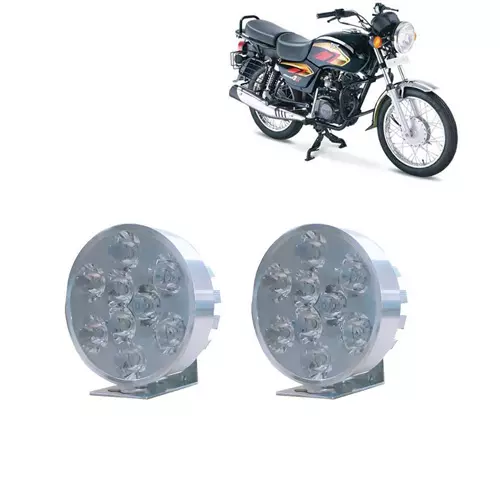 Cartronics 9 LED Small Round Auxiliary Bike Fog Lamp Light Assembly White for TVS Flame DS 125