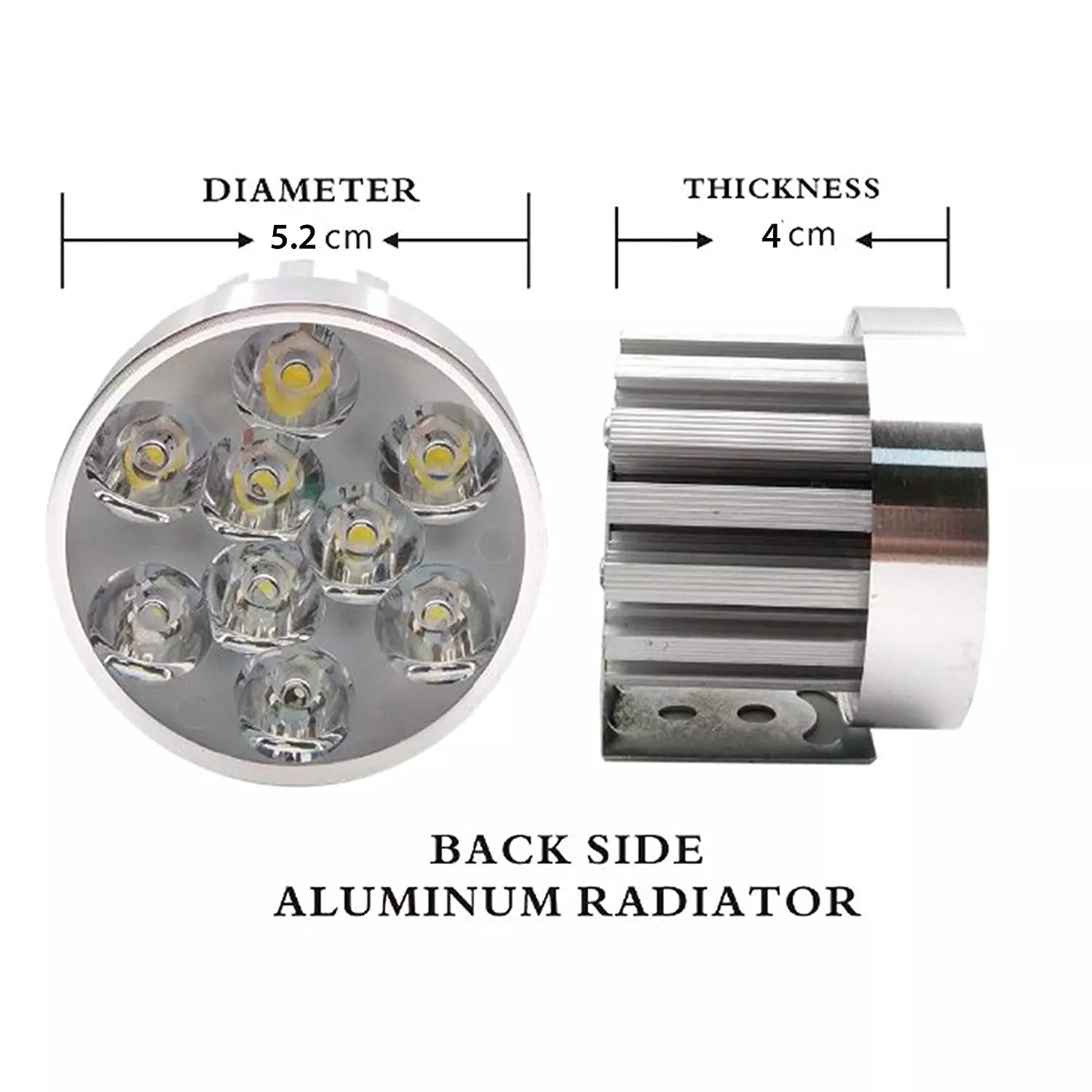 Cartronics 9 LED Small Round Auxiliary Bike Fog Lamp Light Assembly White for TVS Flame DS 125